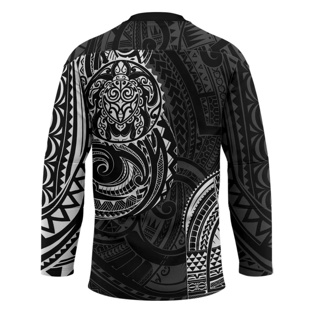 Polynesian Turtle Tribal Tattoo Hockey Jersey Black Style LT9 - Polynesian Pride