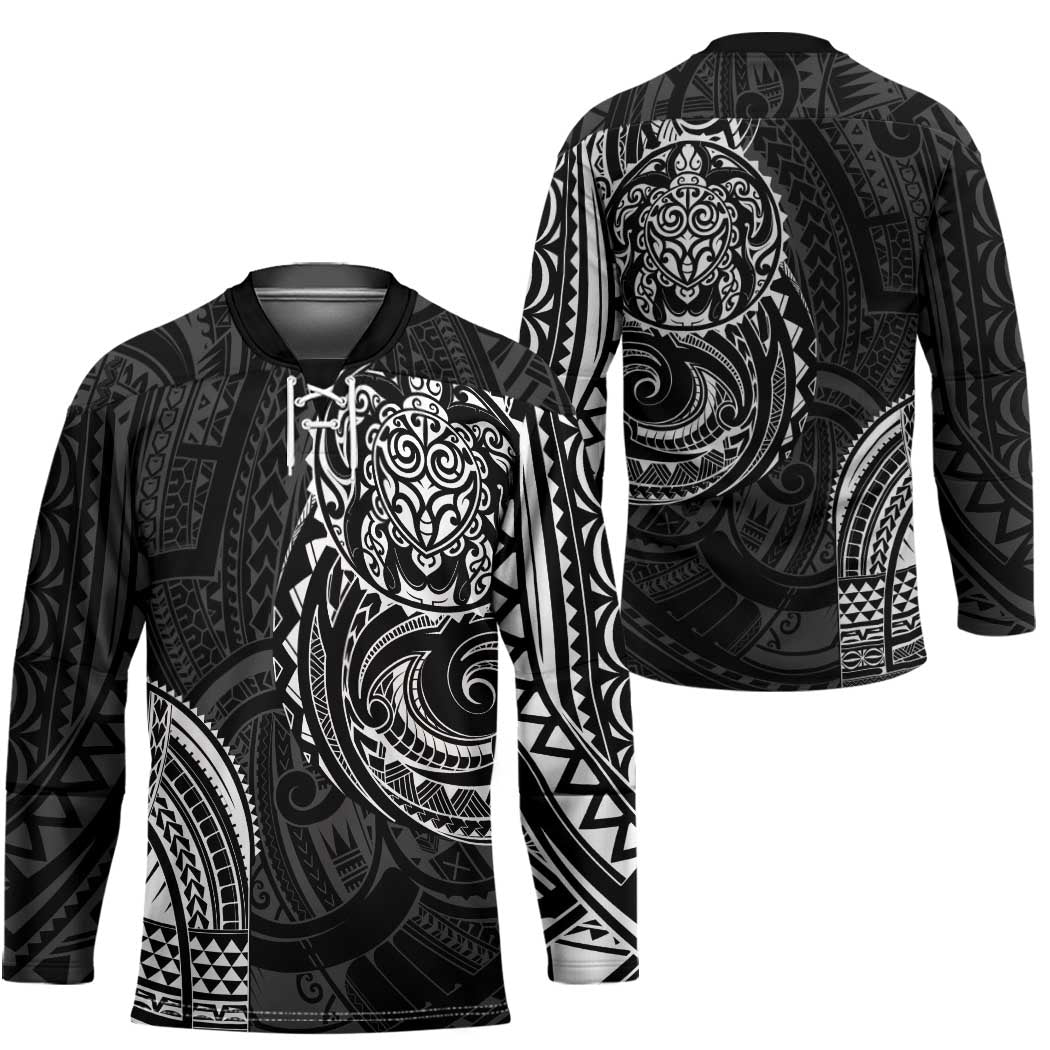 Polynesian Turtle Tribal Tattoo Hockey Jersey Black Style LT9 - Polynesian Pride