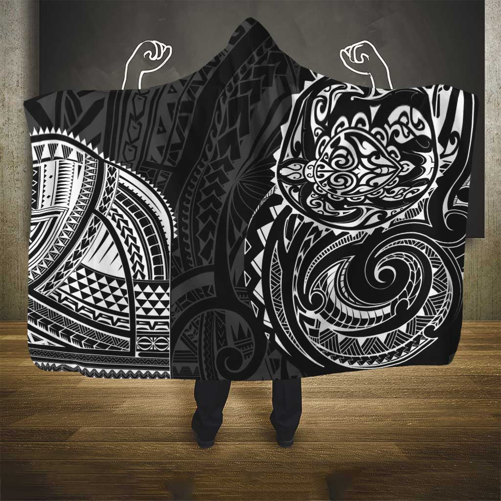 Polynesian Turtle Tribal Tattoo Hooded Blanket Black Style LT9 - Polynesian Pride