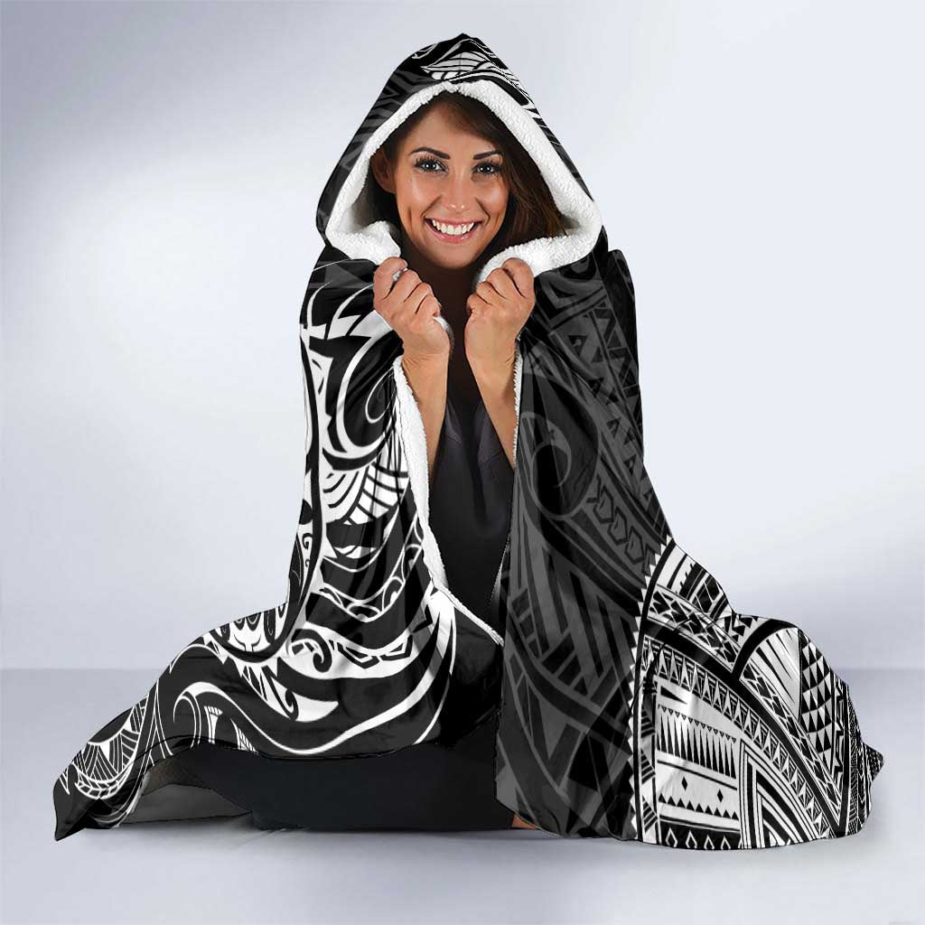 Polynesian Turtle Tribal Tattoo Hooded Blanket Black Style LT9 - Polynesian Pride