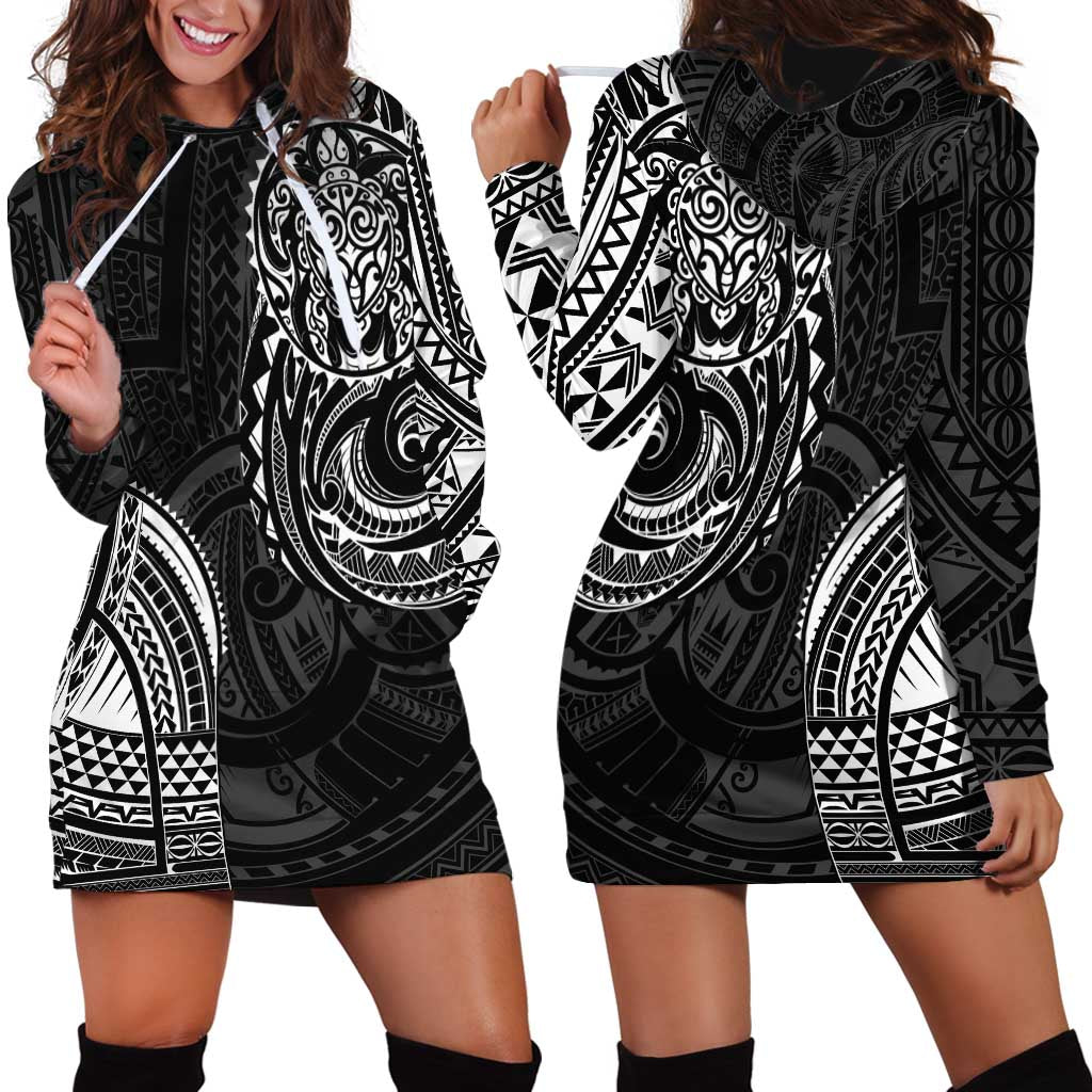 Polynesian Turtle Tribal Tattoo Hoodie Dress Black Style LT9 - Polynesian Pride