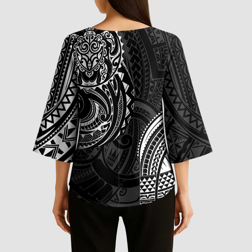 Polynesian Turtle Tribal Tattoo Kimono Sleeve Blouse Black Style LT9 - Polynesian Pride