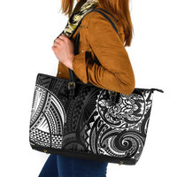 Polynesian Turtle Tribal Tattoo Leather Tote Bag Black Style LT9 Black - Polynesian Pride