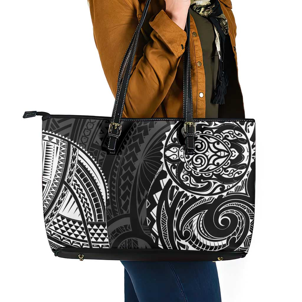 Polynesian Turtle Tribal Tattoo Leather Tote Bag Black Style LT9 - Polynesian Pride