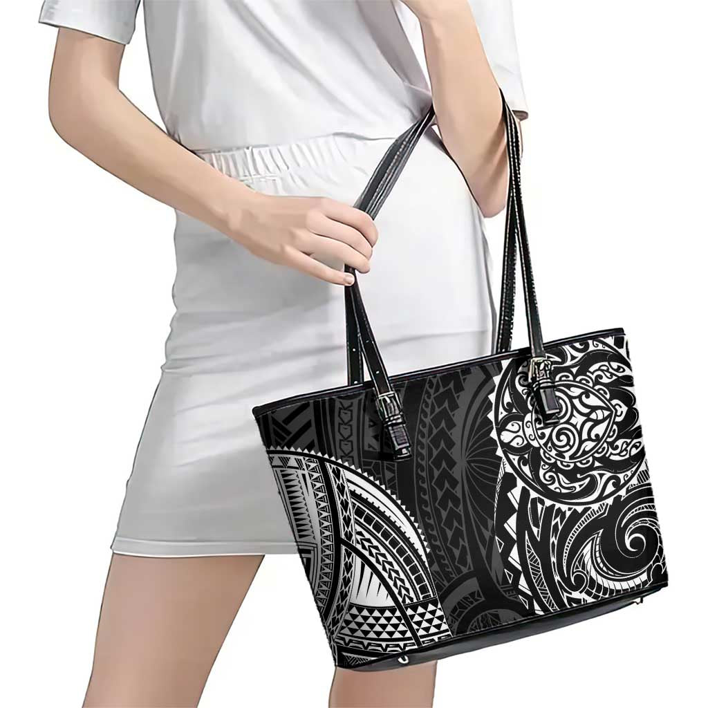 Polynesian Turtle Tribal Tattoo Leather Tote Bag Black Style LT9 - Polynesian Pride