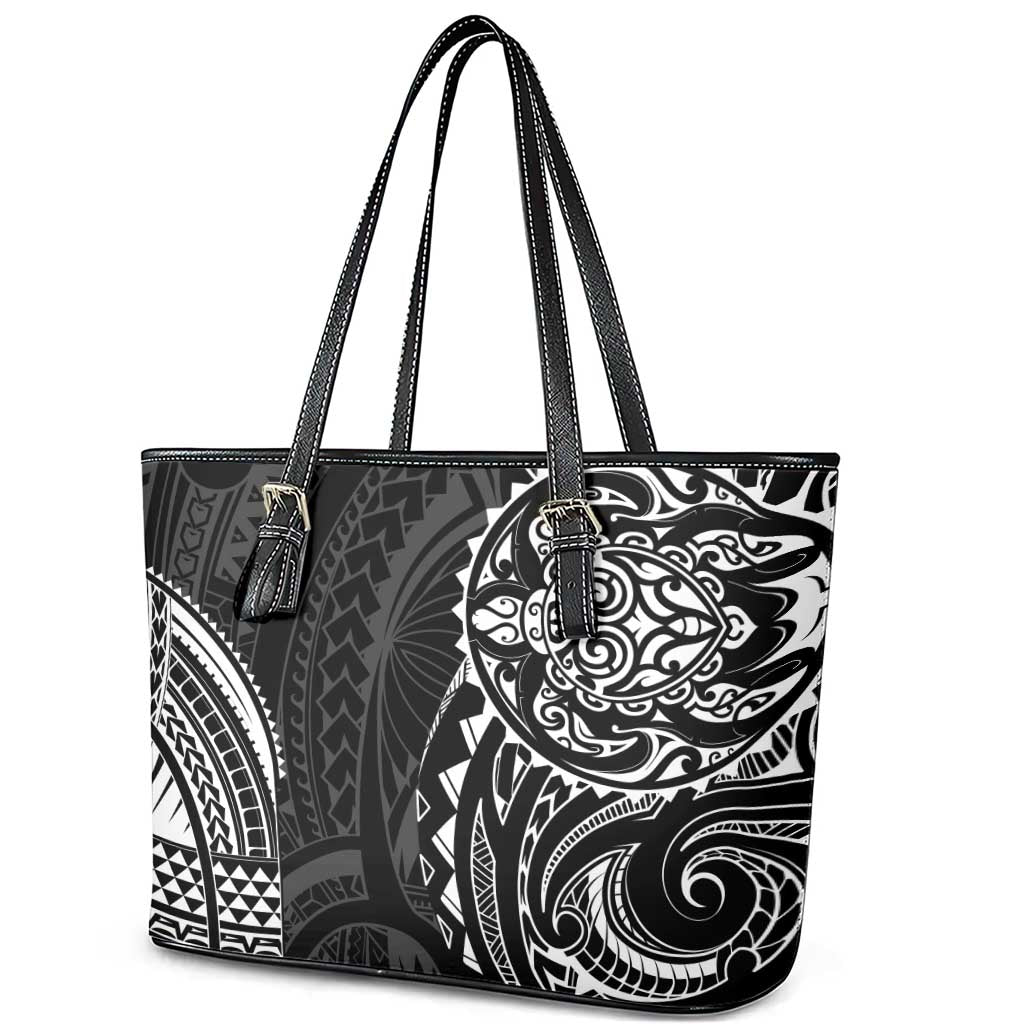 Polynesian Turtle Tribal Tattoo Leather Tote Bag Black Style LT9 - Polynesian Pride