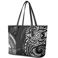 Polynesian Turtle Tribal Tattoo Leather Tote Bag Black Style LT9 - Polynesian Pride