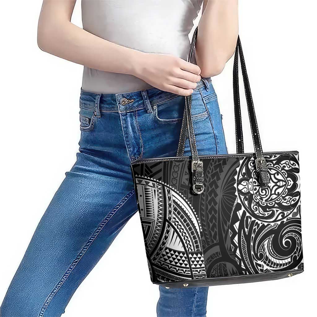 Polynesian Turtle Tribal Tattoo Leather Tote Bag Black Style LT9 - Polynesian Pride