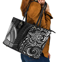 Polynesian Turtle Tribal Tattoo Leather Tote Bag Black Style LT9 - Polynesian Pride