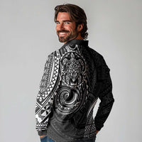 Polynesian Turtle Tribal Tattoo Long Sleeve Polo Shirt Black Style