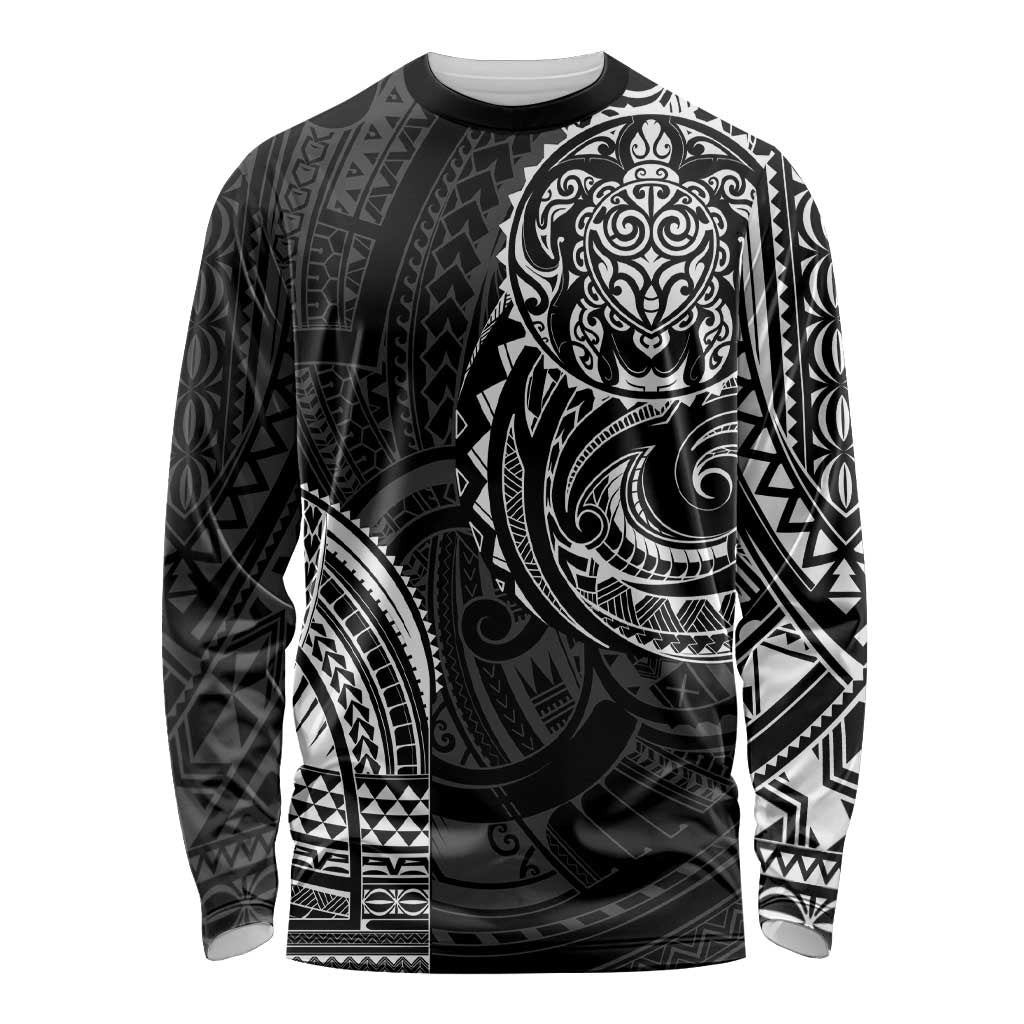 Polynesian Turtle Tribal Tattoo Long Sleeve Shirt Black Style LT9 Unisex Black - Polynesian Pride