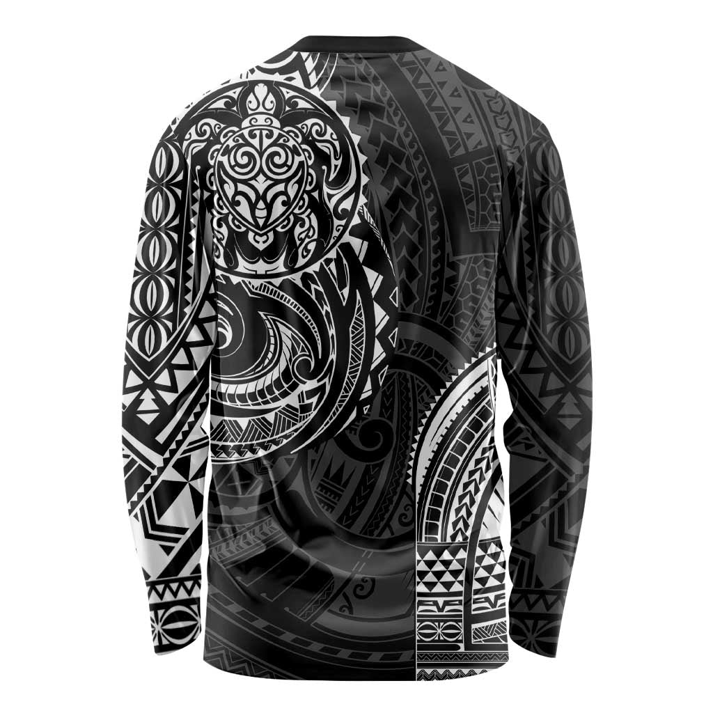 Polynesian Turtle Tribal Tattoo Long Sleeve Shirt Black Style LT9 - Polynesian Pride