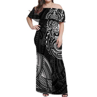Polynesian Turtle Tribal Tattoo Off Shoulder Maxi Dress Black Style LT9 Women Black - Polynesian Pride