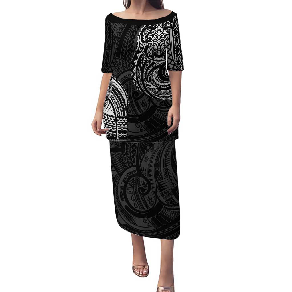 Polynesian Turtle Tribal Tattoo Puletasi Black Style LT9 Long Dress Black - Polynesian Pride