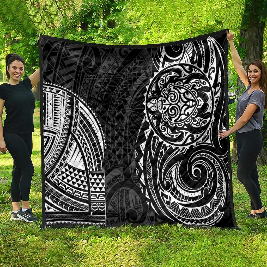 Polynesian Turtle Tribal Tattoo Quilt Black Style