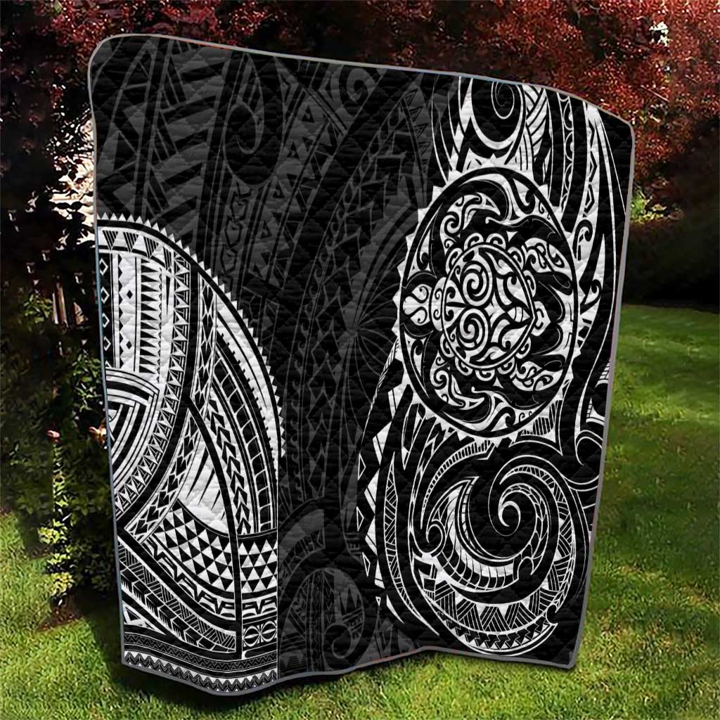 Polynesian Turtle Tribal Tattoo Quilt Black Style