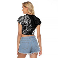 Polynesian Turtle Tribal Tattoo Raglan Cropped T Shirt Black Style LT9 - Polynesian Pride