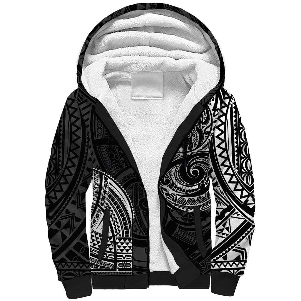 Polynesian Turtle Tribal Tattoo Sherpa Hoodie Black Style