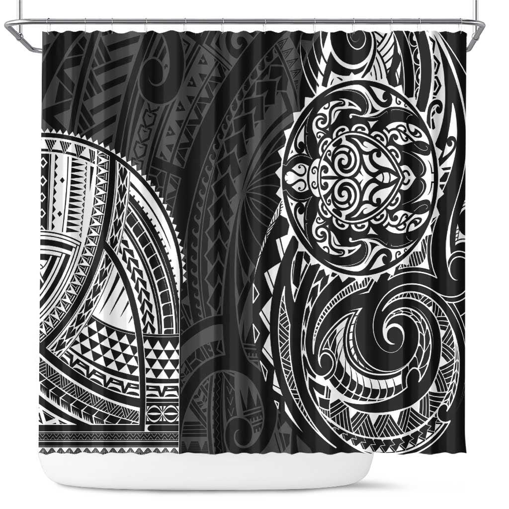 Polynesian Turtle Tribal Tattoo Shower Curtain Black Style