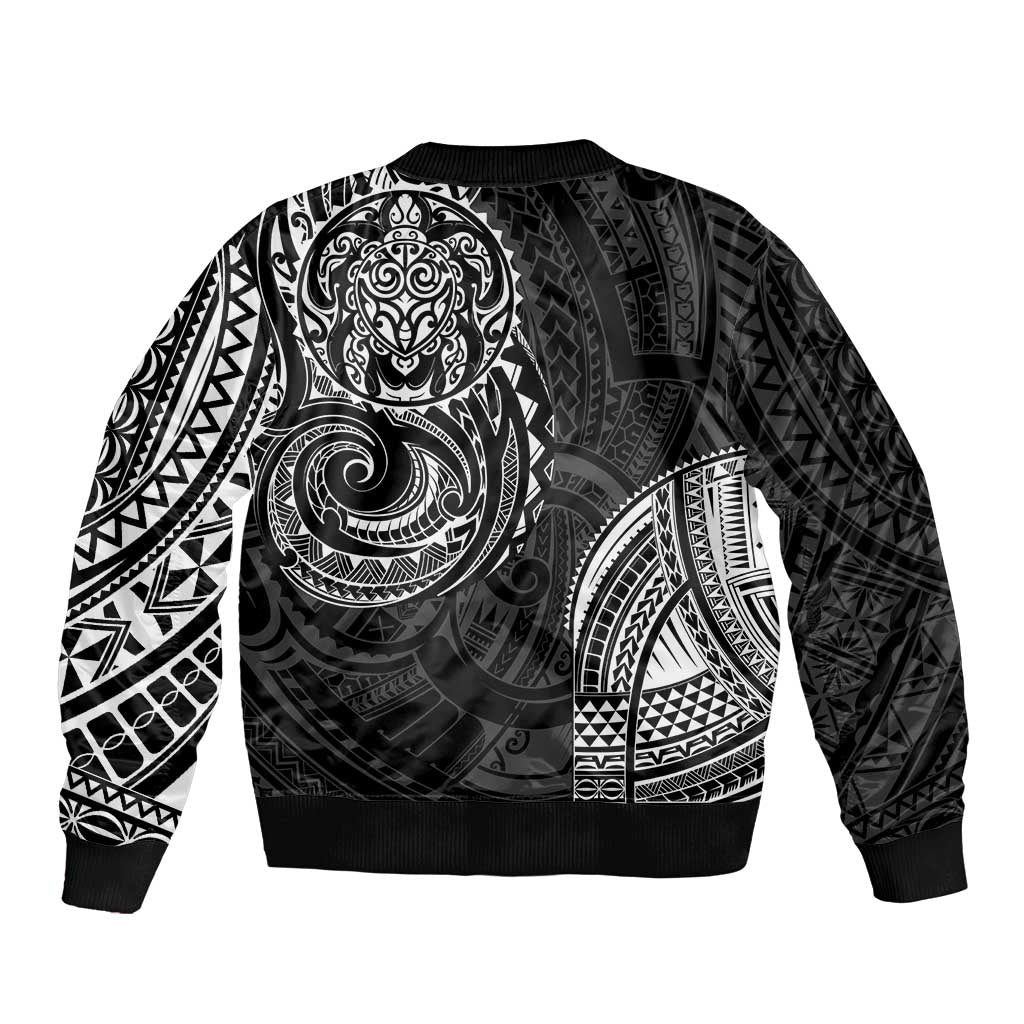 Polynesian Turtle Tribal Tattoo Sleeve Zip Bomber Jacket Black Style