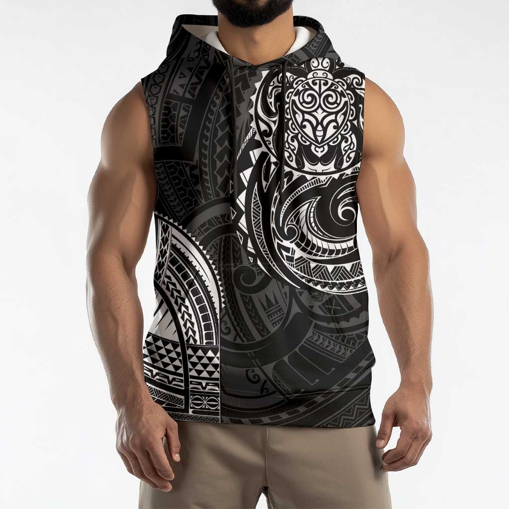 Polynesian Turtle Tribal Tattoo Sleeveless Hoodie Black Style LT9 - Polynesian Pride
