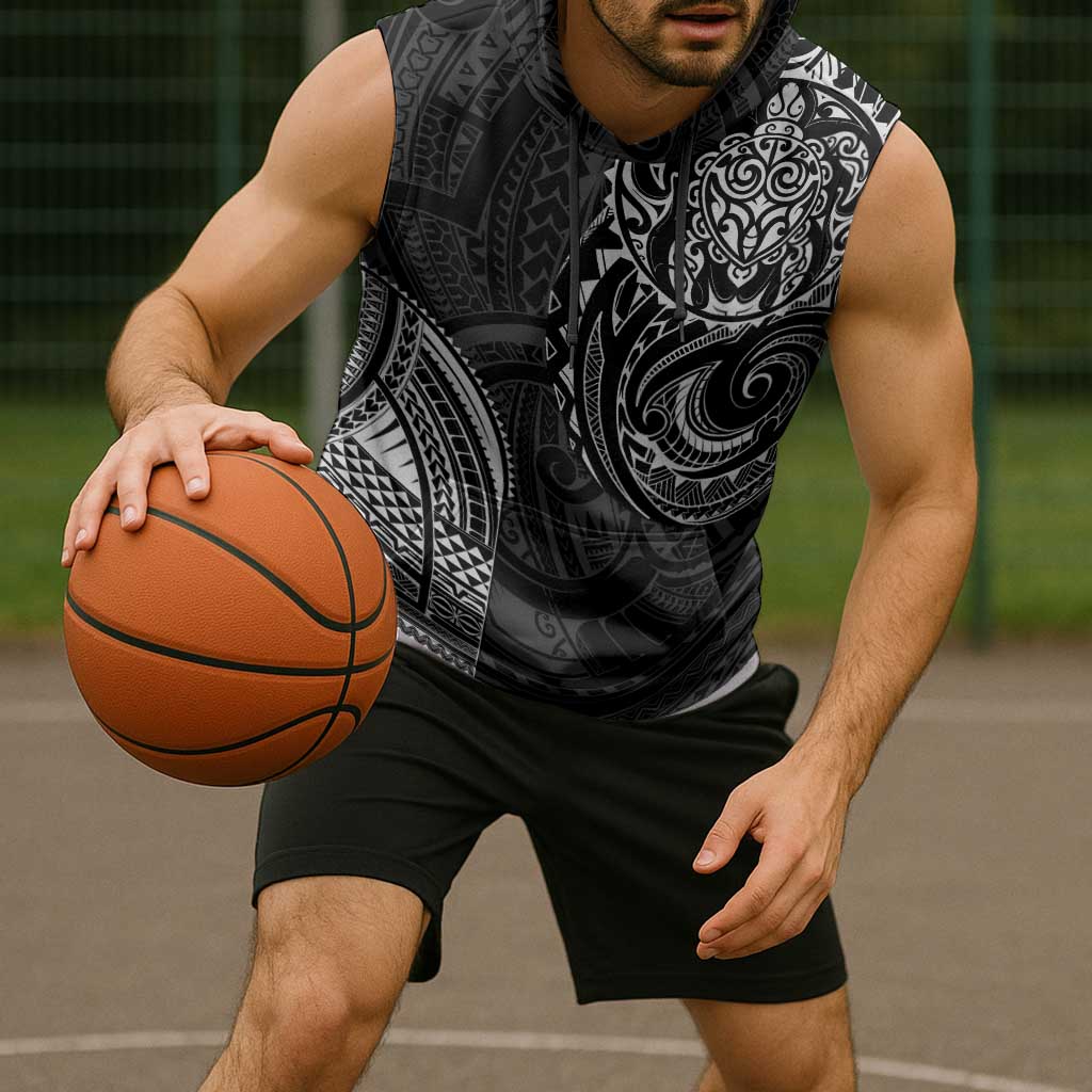 Polynesian Turtle Tribal Tattoo Sleeveless Hoodie Black Style LT9 - Polynesian Pride