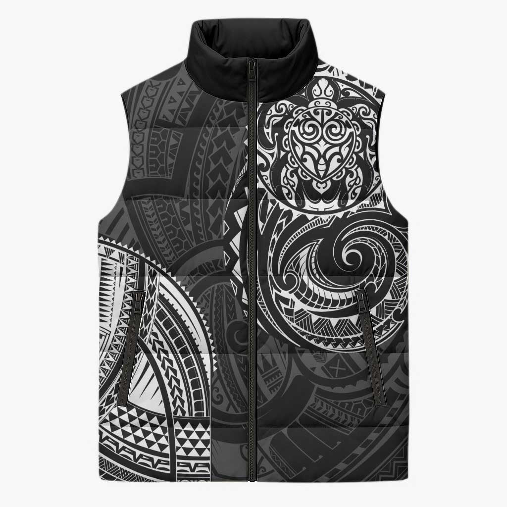 Polynesian Turtle Tribal Tattoo Sleeveless Puffer Jacket Black Style LT9 Unisex Black - Polynesian Pride
