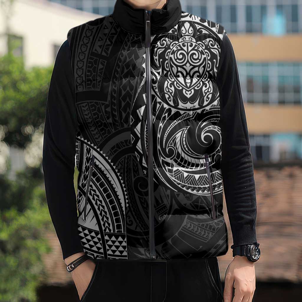 Polynesian Turtle Tribal Tattoo Sleeveless Puffer Jacket Black Style LT9 - Polynesian Pride