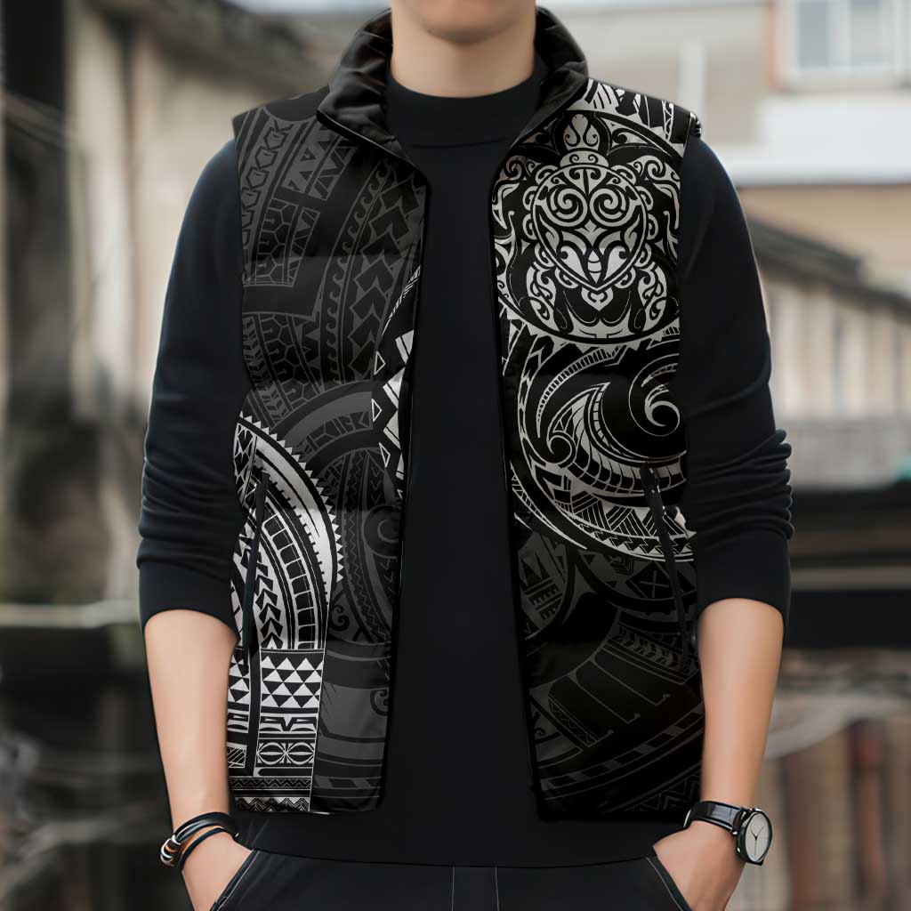Polynesian Turtle Tribal Tattoo Sleeveless Puffer Jacket Black Style LT9 - Polynesian Pride