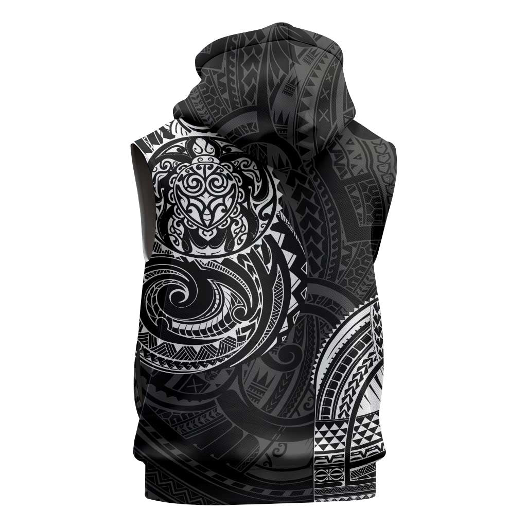 Polynesian Turtle Tribal Tattoo Sleeveless Zip Hoodie Black Style - Polynesian Pride