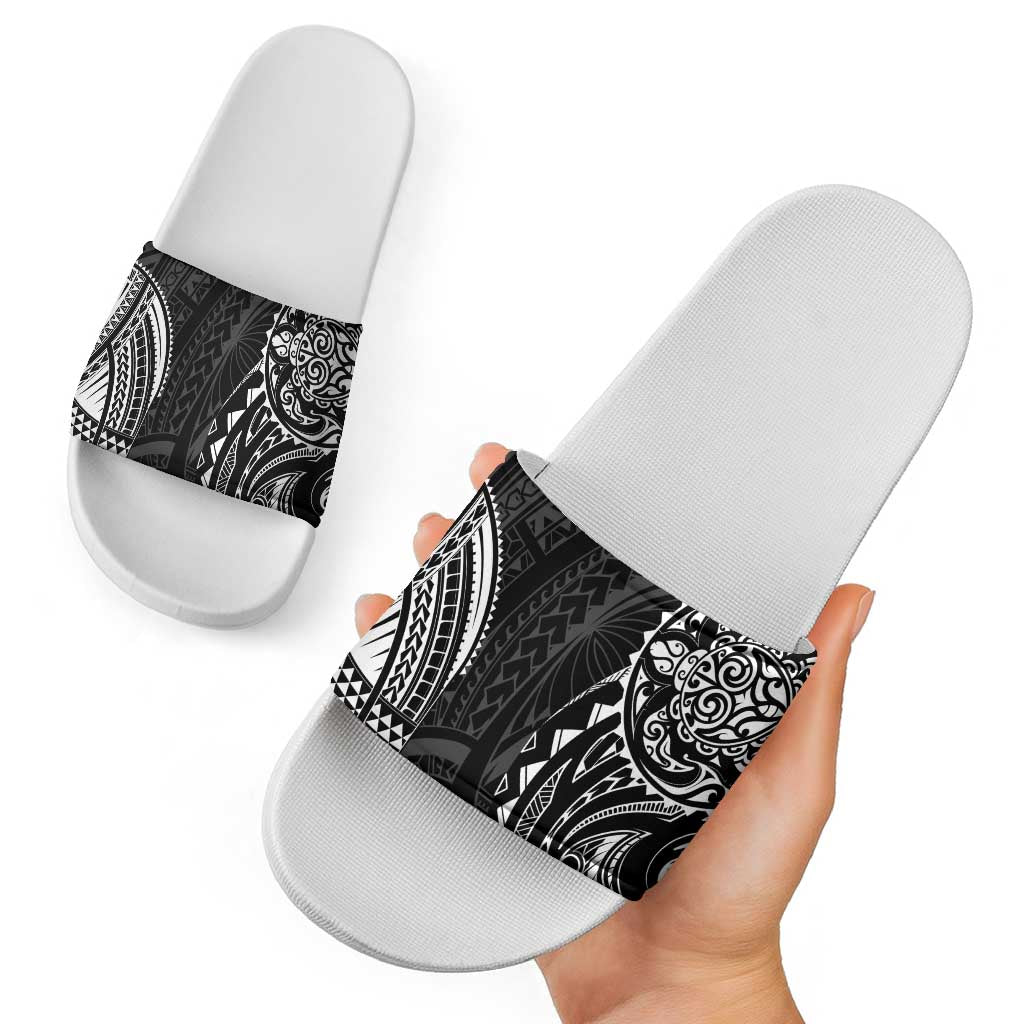 Polynesian Turtle Tribal Tattoo Slide Sandals Black Style - Polynesian Pride