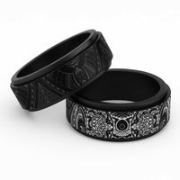 Polynesian Turtle Tribal Tattoo Spinner Ring Black Style - Polynesian Pride