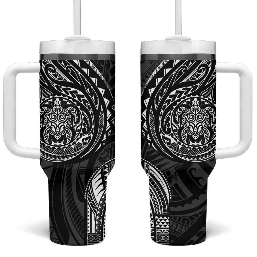 Polynesian Turtle Tribal Tattoo Tumbler With Handle Black Style LT9 One Size: 40 oz Black - Polynesian Pride