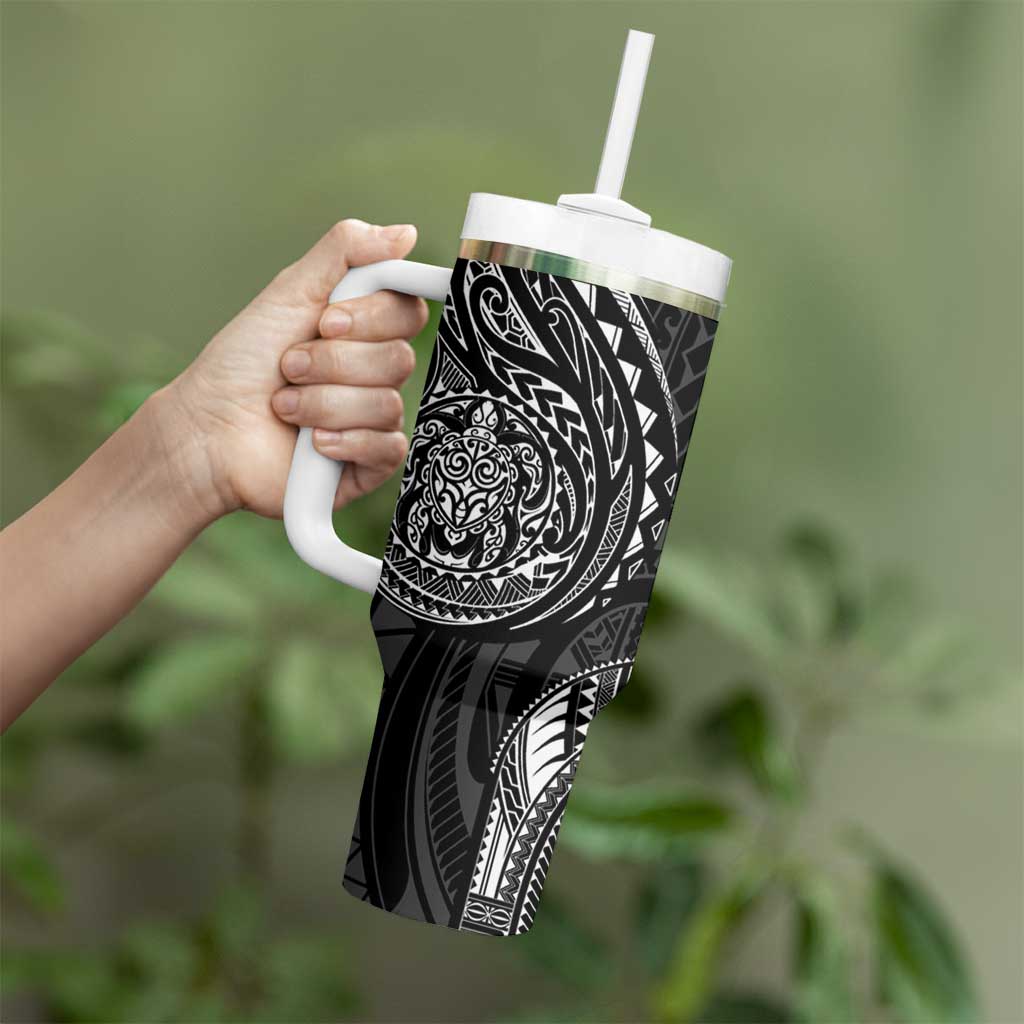 Polynesian Turtle Tribal Tattoo Tumbler With Handle Black Style LT9 - Polynesian Pride