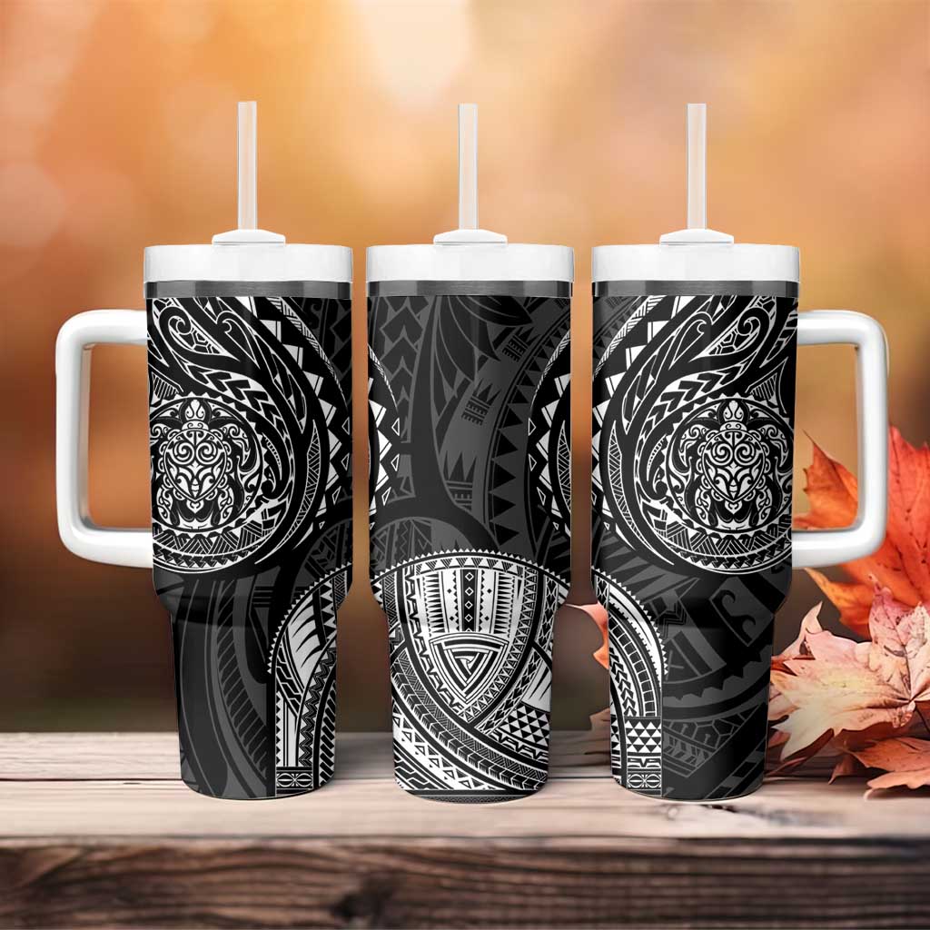 Polynesian Turtle Tribal Tattoo Tumbler With Handle Black Style LT9 - Polynesian Pride
