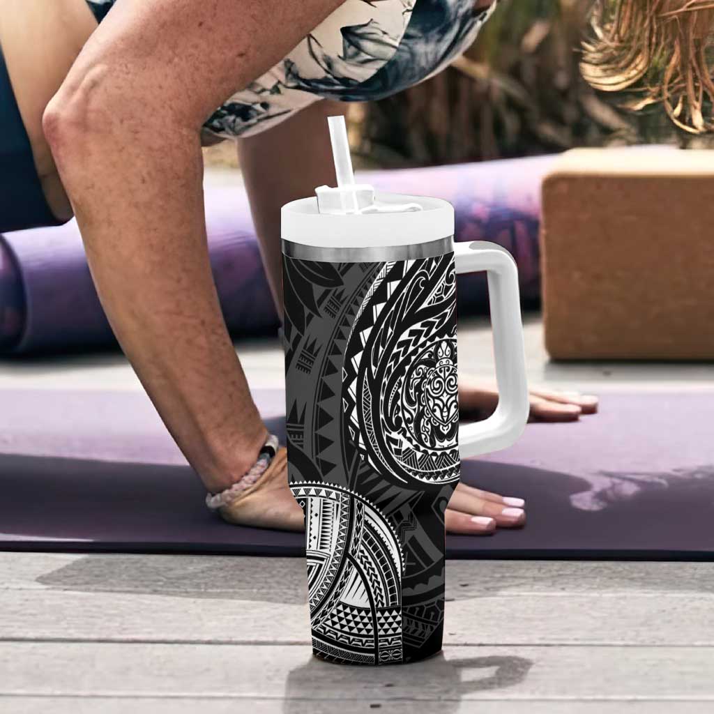 Polynesian Turtle Tribal Tattoo Tumbler With Handle Black Style LT9 - Polynesian Pride