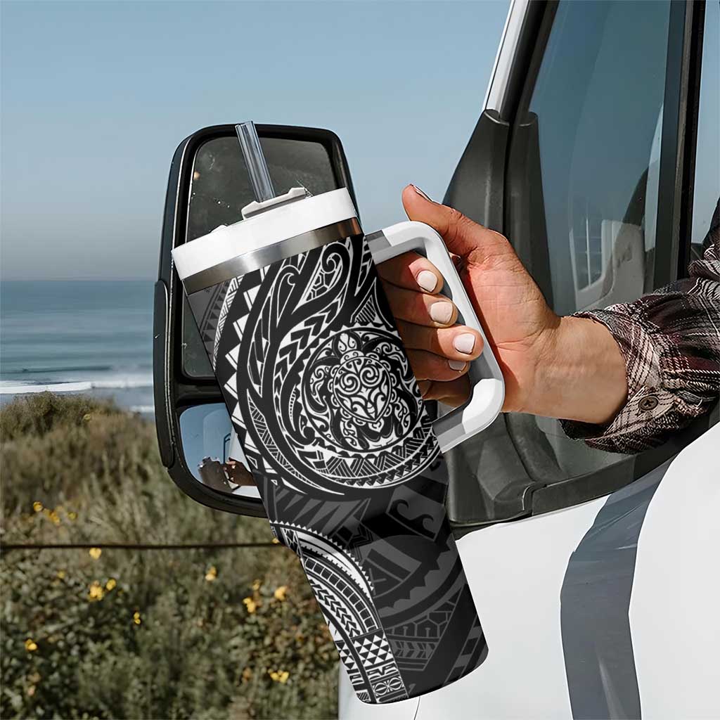 Polynesian Turtle Tribal Tattoo Tumbler With Handle Black Style LT9 - Polynesian Pride