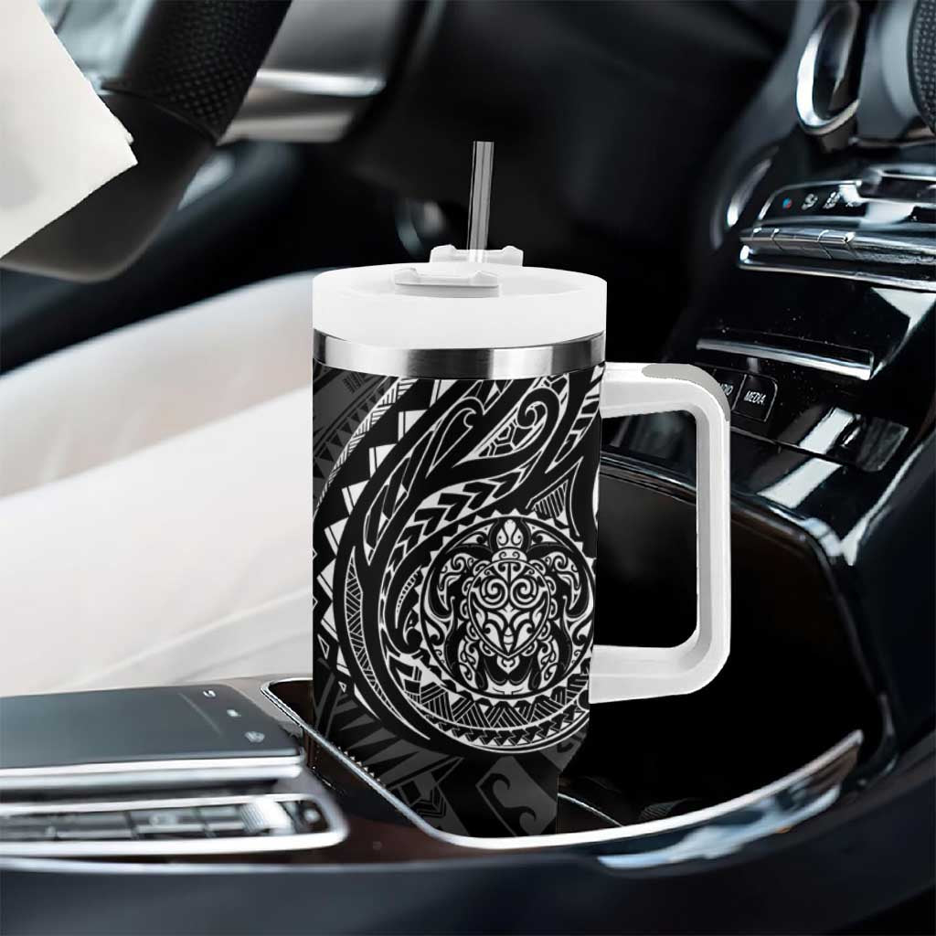 Polynesian Turtle Tribal Tattoo Tumbler With Handle Black Style LT9 - Polynesian Pride