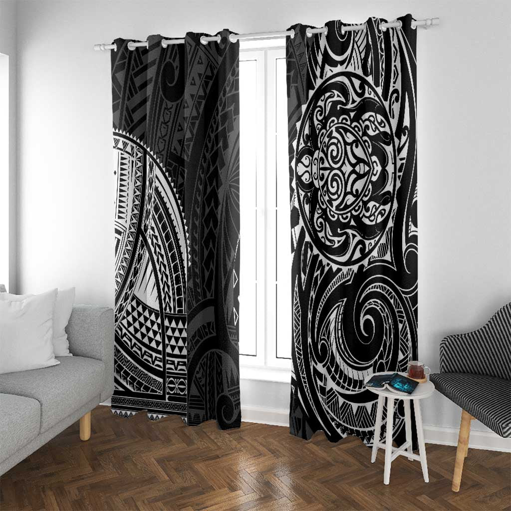 Polynesian Turtle Tribal Tattoo Window Curtain Black Style LT9 With Grommets Black - Polynesian Pride