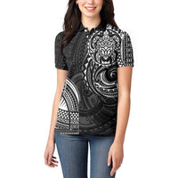 Polynesian Turtle Tribal Tattoo Women Polo Shirt Black Style