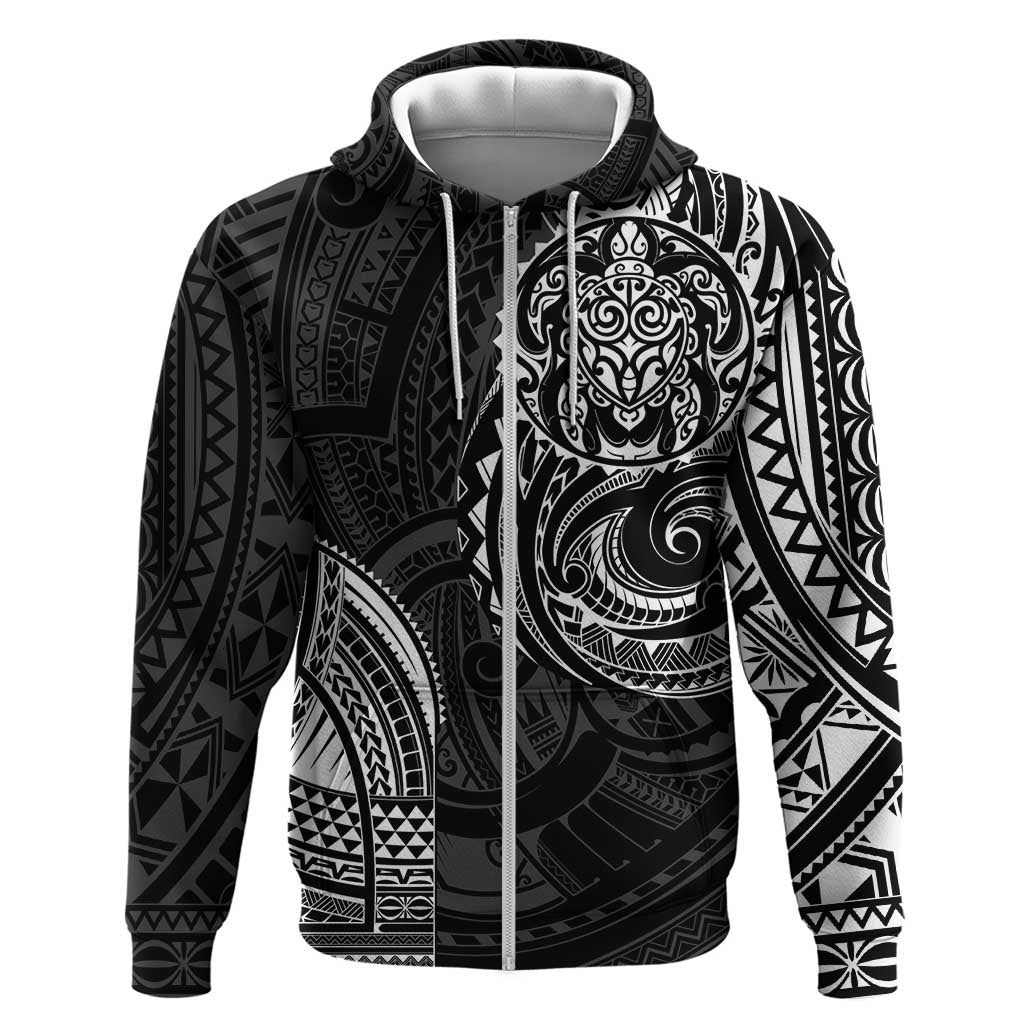 Polynesian Turtle Tribal Tattoo Zip Hoodie Black Style
