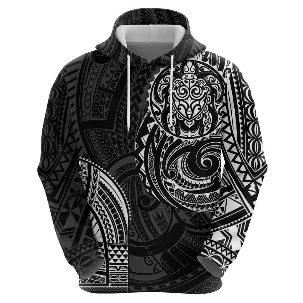 Polynesian Turtle Tribal Tattoo Zip Hoodie Black Style