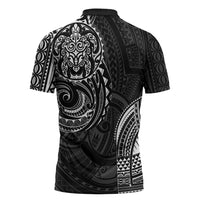 Polynesian Turtle Tribal Tattoo Zipper Polo Shirt Black Style LT9 - Polynesian Pride