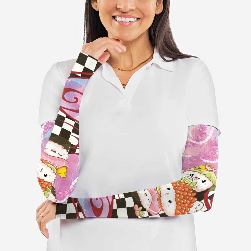 Personalized Japanese Kawaii Sushi Roll Arm Sleeves Wagara Palaka Pattern LT9 - Polynesian Pride