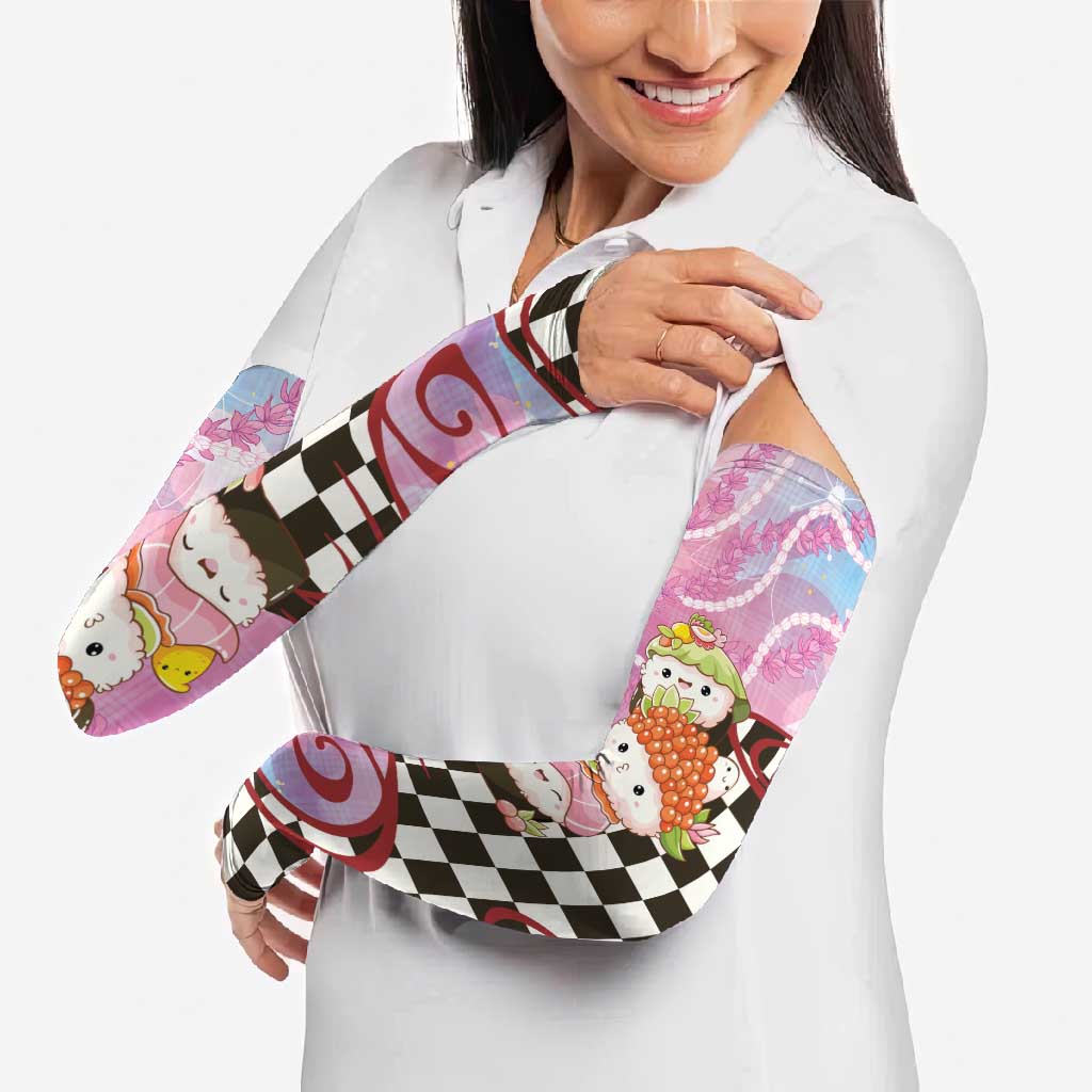 Personalized Japanese Kawaii Sushi Roll Arm Sleeves Wagara Palaka Pattern LT9 - Polynesian Pride