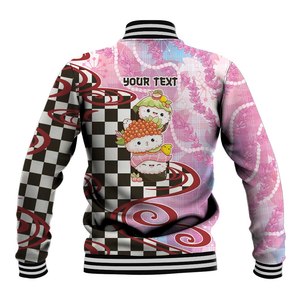 Personalized Japanese Kawaii Sushi Roll Baseball Jacket Wagara Palaka Pattern LT9 - Polynesian Pride