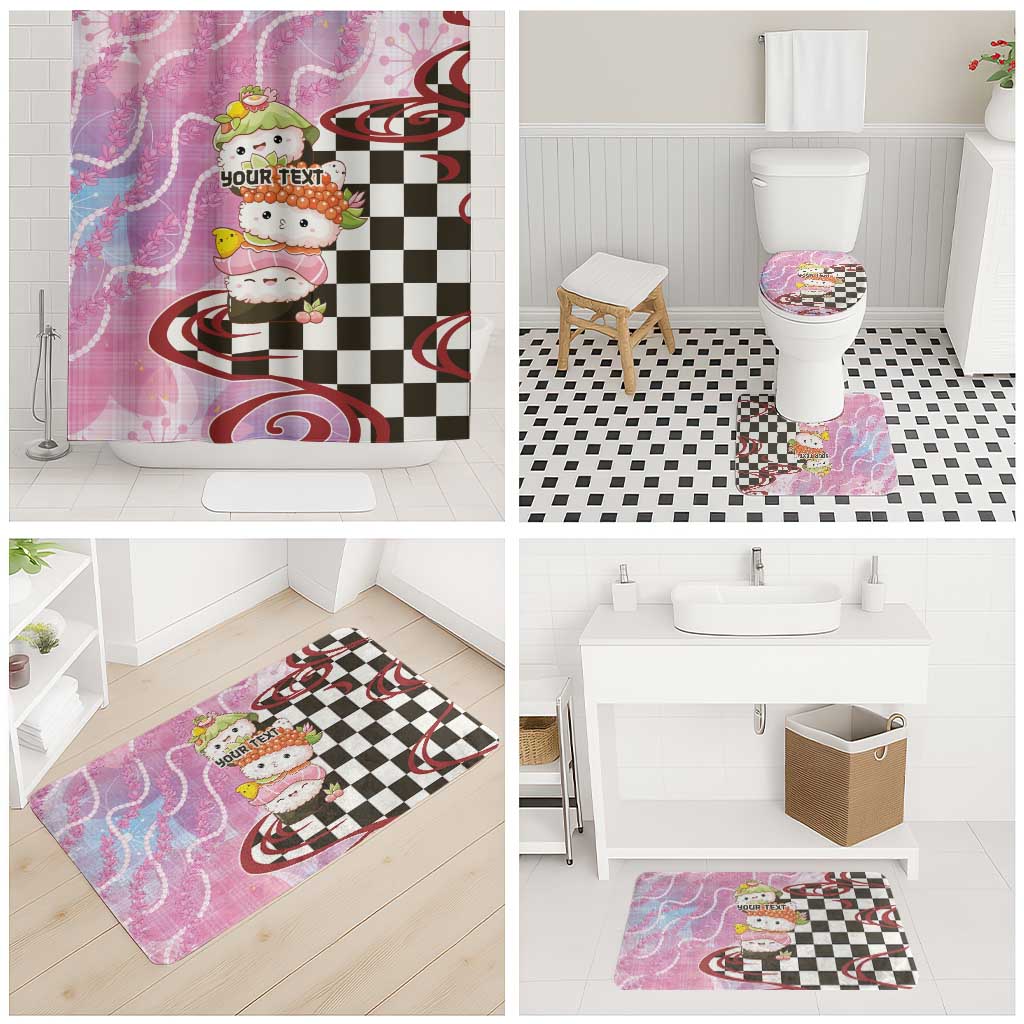 Personalized Japanese Kawaii Sushi Roll Bathroom Set Wagara Palaka Pattern LT9 - Polynesian Pride