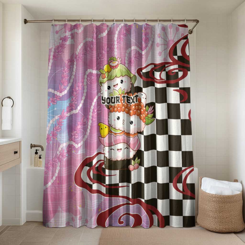 Personalized Japanese Kawaii Sushi Roll Bathroom Set Wagara Palaka Pattern LT9 Shower Curtain Only Pink - Polynesian Pride