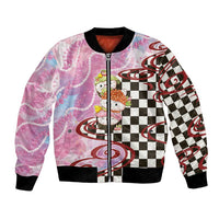 Personalized Japanese Kawaii Sushi Roll Bomber Jacket Wagara Palaka Pattern LT9 Unisex Pink - Polynesian Pride