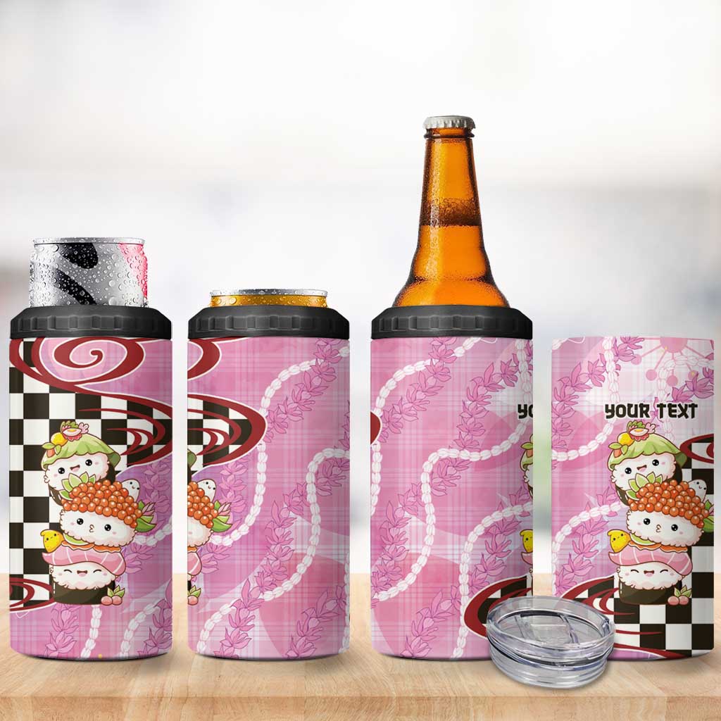 Personalized Japanese Kawaii Sushi Roll 4 in 1 Can Cooler Tumbler Wagara Palaka Pattern LT9 - Polynesian Pride